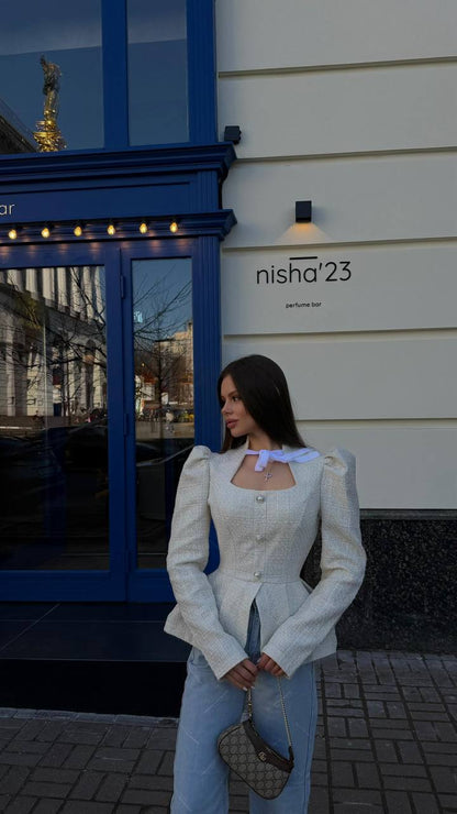 Peplum tweed jacket