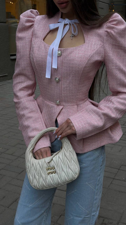 Peplum tweed jacket