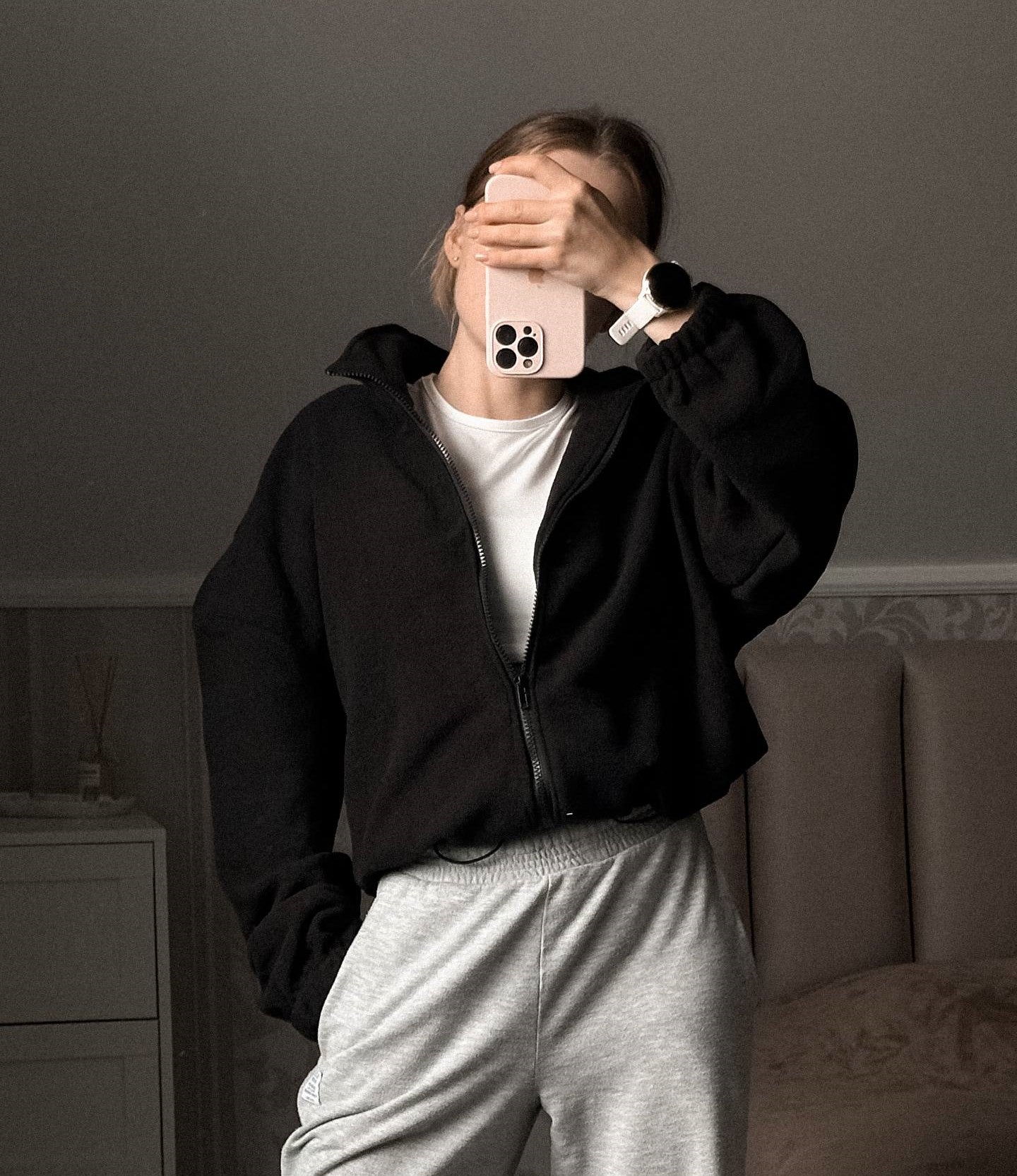 Fleece lined sweatshirt, black | Fleece