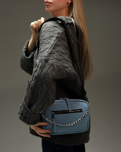 Women's genuine suede cross-body bag, blue