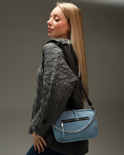 Women's genuine suede cross-body bag, blue