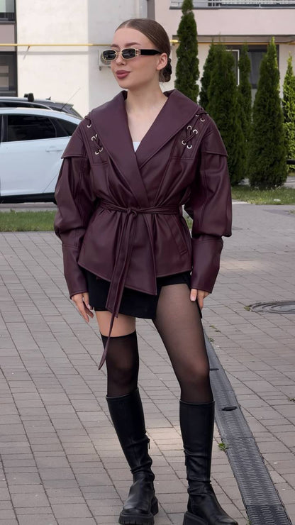 Krótka kurtka z eko-skóry