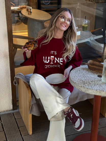 Футболка з бавовни, оверсайз з принтом "wine o’clock"